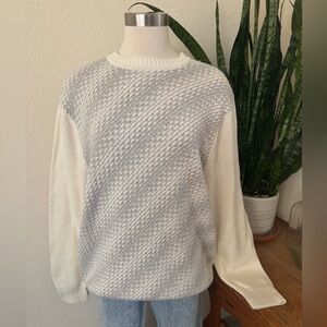 Vintage‎ Geoffrey Beene Cotton Crewneck Sweater Cream Gray XL